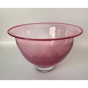 HAND BLOWN STUDIO Art Glass Centerpiece Console Bowl Vase Signed